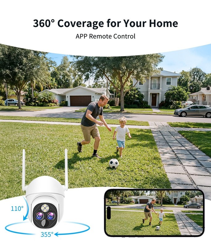 Dual-Lens Solar Security Cameras Wireless Outdoor, 10x Zoom to See Further 36... gallery