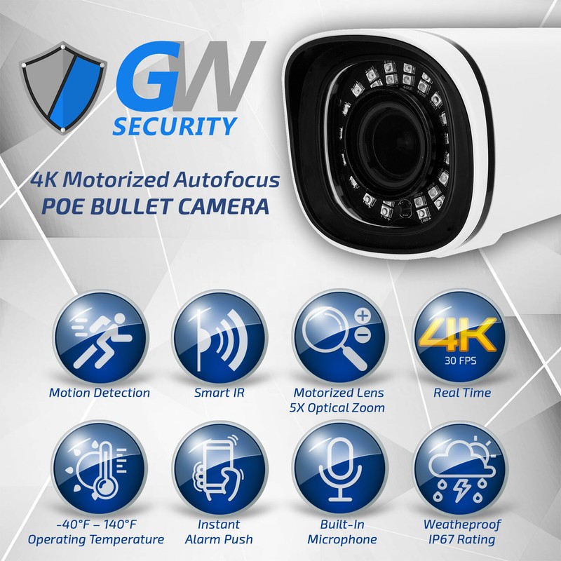 MXStar 4K @ 30fps Real-time 5x Motorized Zoom Autofocus Bullet Security Camera gallery