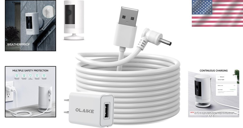 16ft Long Charging Cable for Ring Stick Up Cam – Hassle-Free Power Connection gallery