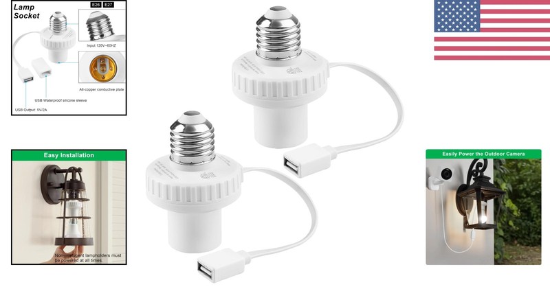 Multipurpose E26 USB Lamp Socket Adapters - Ideal for Security Cameras & Lights gallery