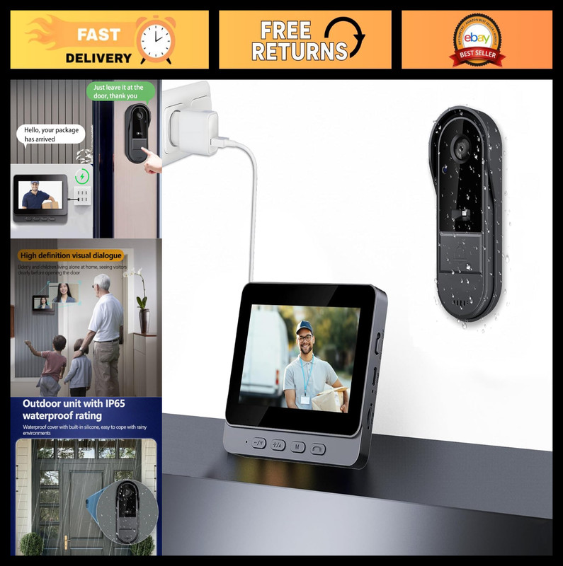 Wireless Video Doorbell Camera 1080P, Two-Way Audio, Night Vision, IP65 Waterpro