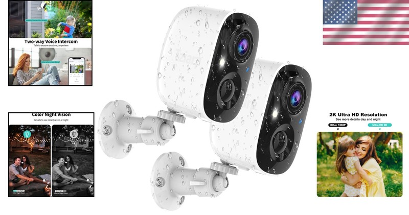 2-Pack Wireless Security Cameras 2K with Night Vision & 3x Zoom – Safe Home gallery