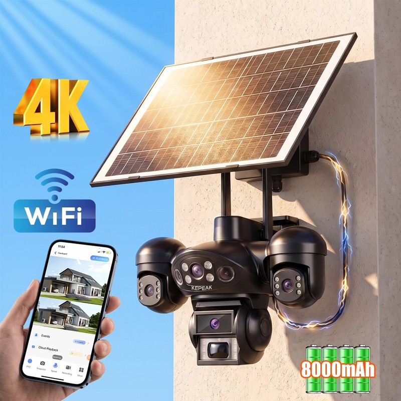 4K Camaras De Seguridad Wifi Exterior HD Inalambrica Con Vision Nocturna Video