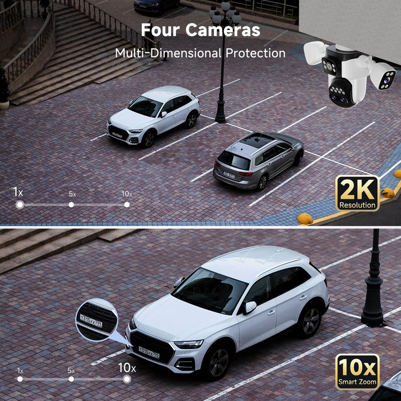 4-Lens Security Cameras Wireless Outdoor, 4-in-1 Multi-View 2K 360° PTZ Plug-... gallery