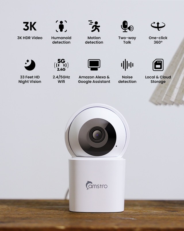 Camstro 3K Wireless PT Security Camera WIFI Two Way Audio Indoor Baby Monitor gallery