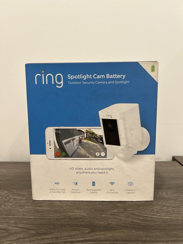 Ring Spotlight Cam Outdoor Battery Powered Security Cameras White BRAND NEW