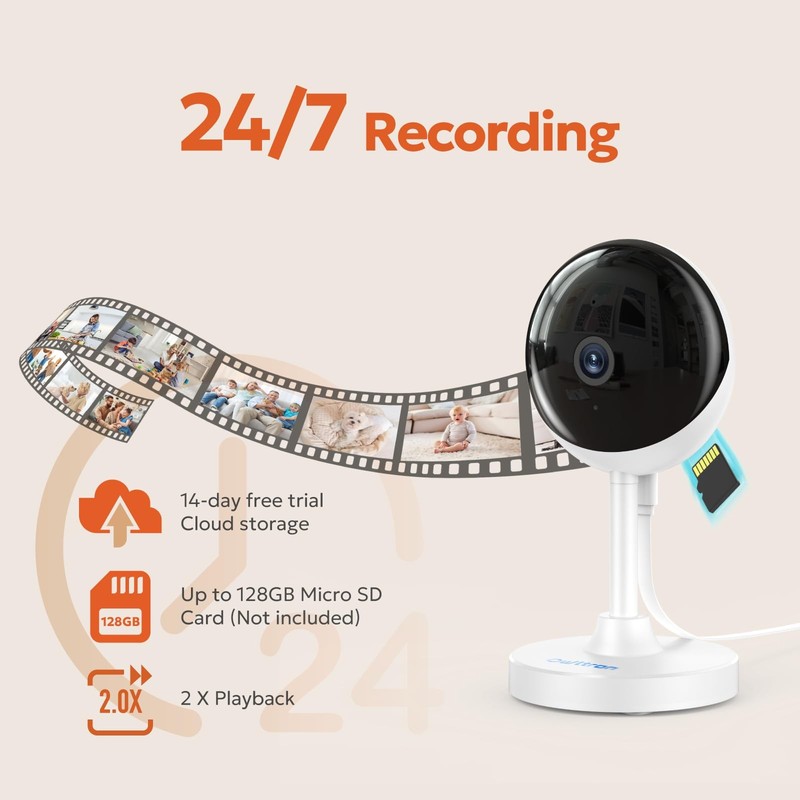 Indoor Security Camera 2K Motion Detection Pet Cam Baby Monitor Night Vision gallery