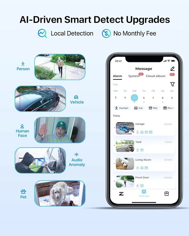 ZOSI 8CH 4MP 2.5K WiFi Security Outdoor Camera System IP66 with AI Detection 2TB gallery