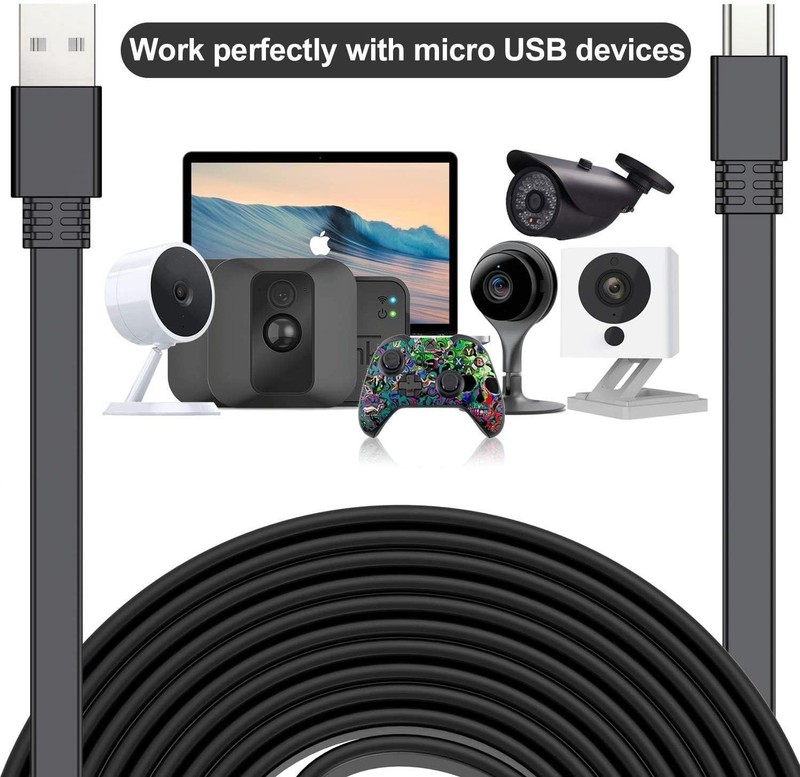 Itramax Micro USB Cable 20 FT (2Pack),Flat Power 20FT/6M, Black gallery