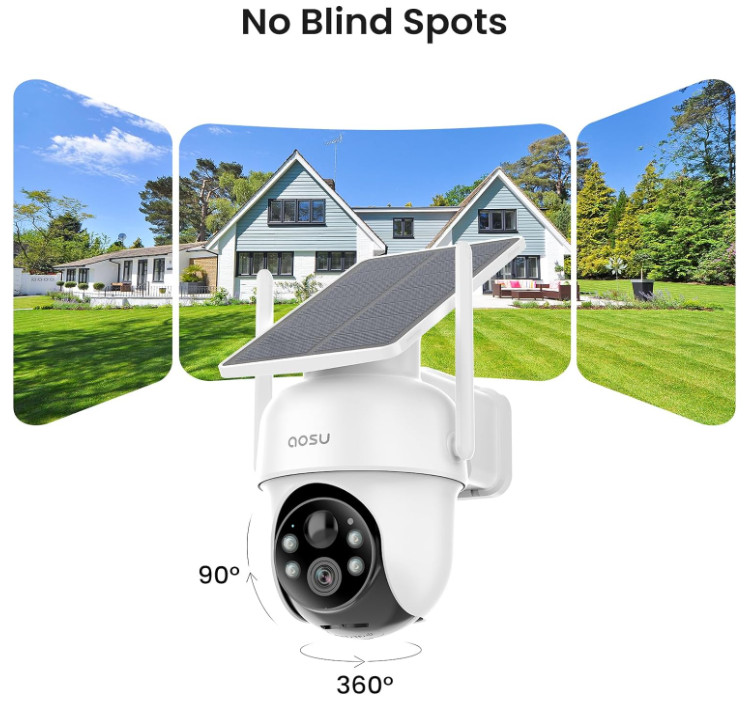 AOSU Security Cameras Outdoor Wireless, 4 Cam-Kit, Solar-Powered gallery