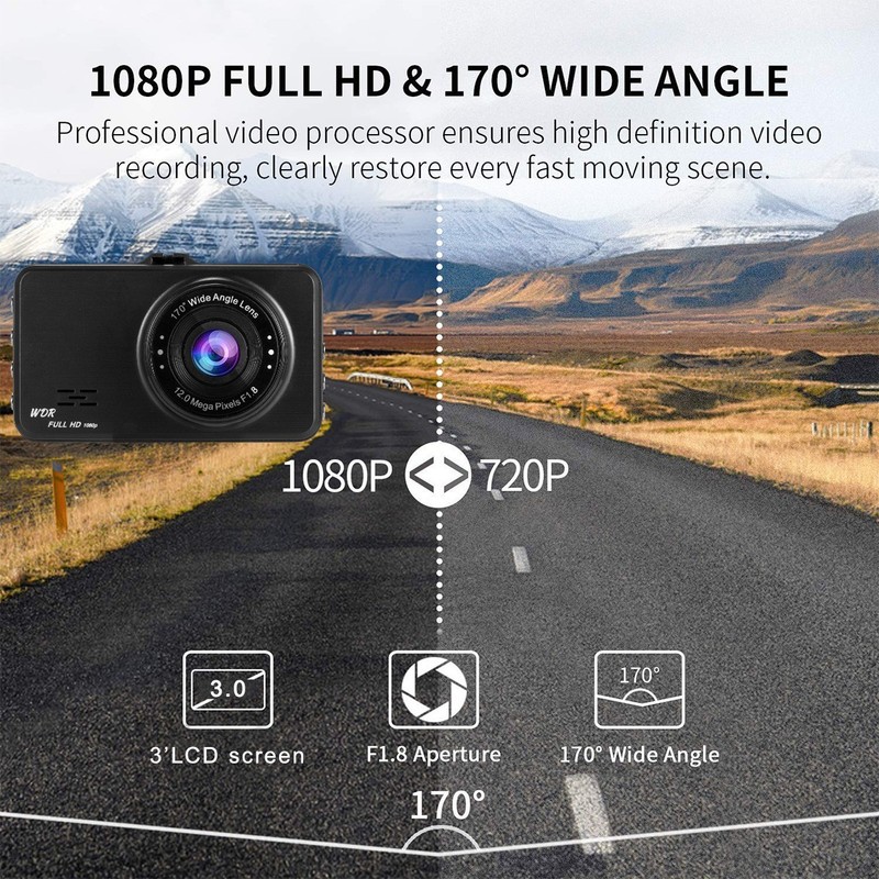 Premium Full-HD Dash Camera for Cars, Wide Angle, WDR, G-Sensor, Parking Monitor gallery