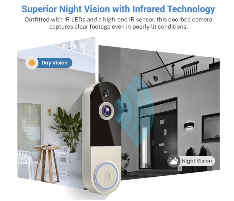 Wireless Video Doorbell Camera, Smart Outdoor Surveillance Cam, Live View, Cloud gallery