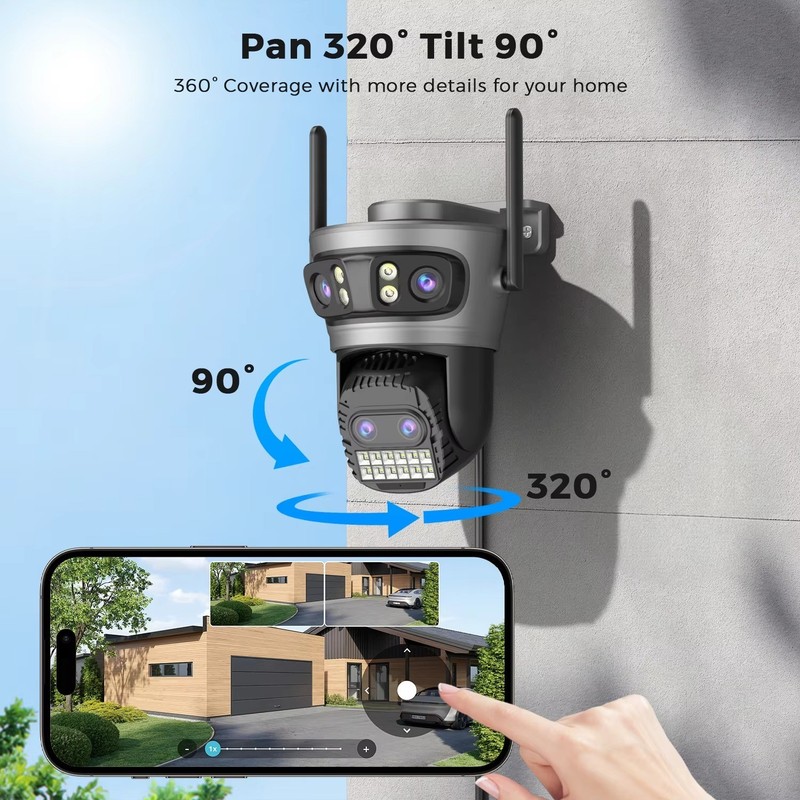 20MP Wifi Camera 360° View 10X Zoom AI Tracking Outdoor IP Security Camera gallery