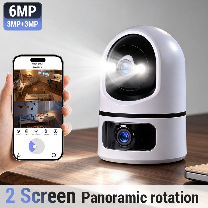 Smart Security Cam Floodlight WiFi 2K 360° View Dual-Lens PTZ Floodlight Camera