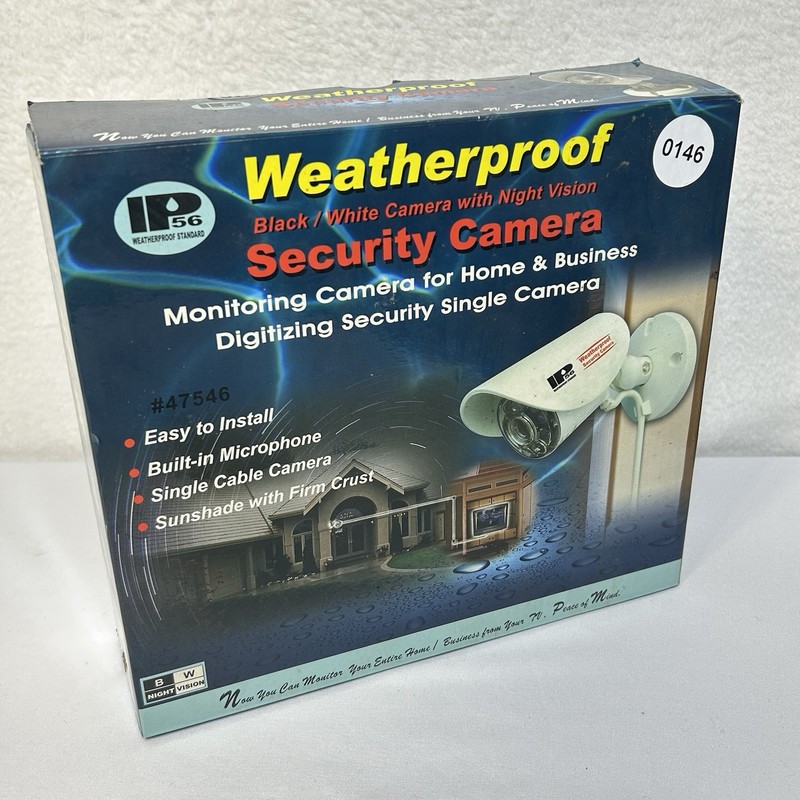 IP 56 Weatherproof Security Camera To TV Color W/ Night Vision & Mic New In box gallery