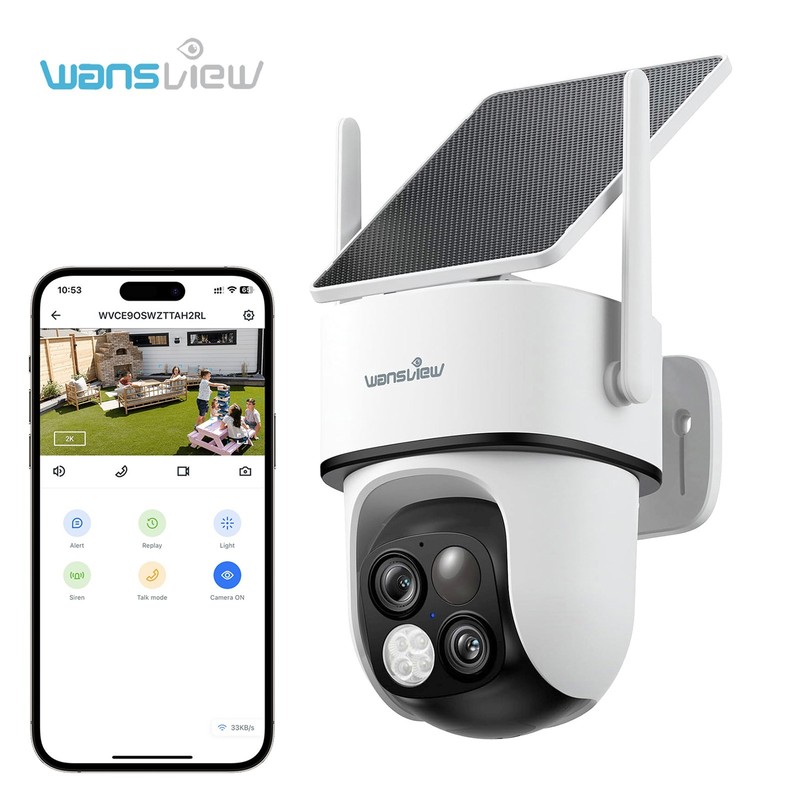 Wansview Dual Lens 2K WiFi Security Camera 64X Zoom Outdoor Home Night Vision