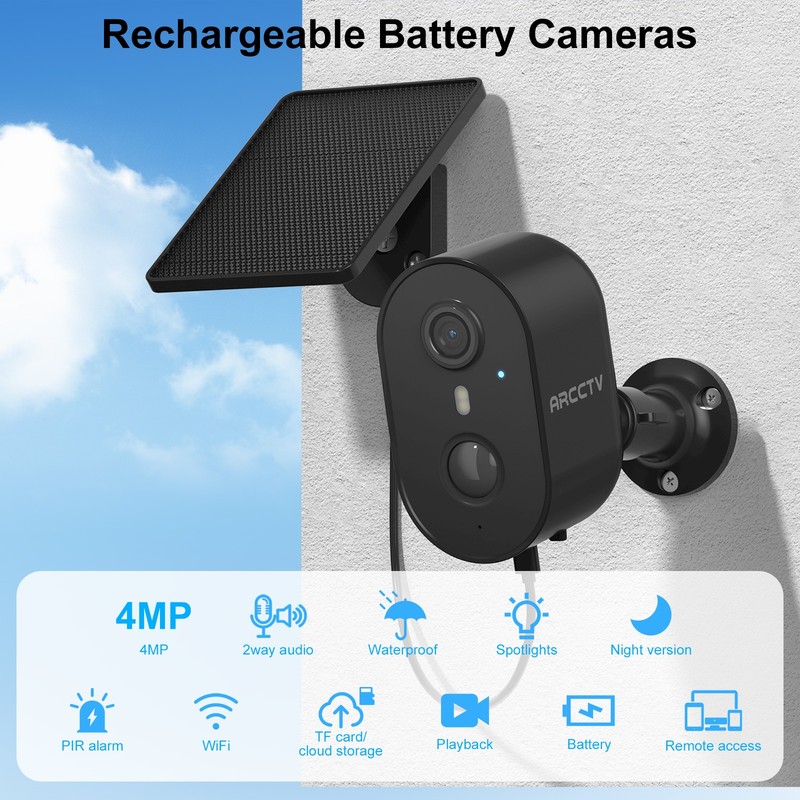 ARCCTV Security Camera System Solar Battery Powered Wireless WiFi Outdoor Home gallery