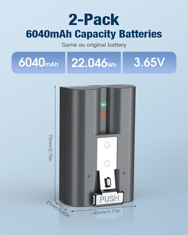 2-Pack 6040Mah Rechargeable Battery Compatible with Ring Doorbell Camera 2/3/4, gallery