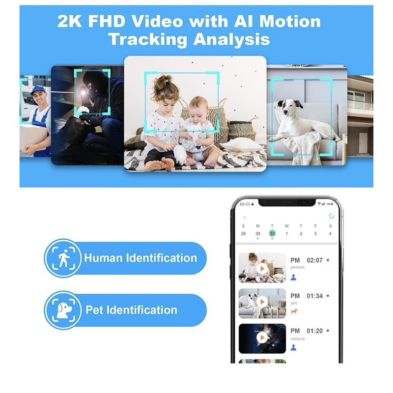 Set Of 2-*5/2.4 GHz WiFi Pan/Tilt Security Camera with AI*2K Indoor*Black*EUC gallery