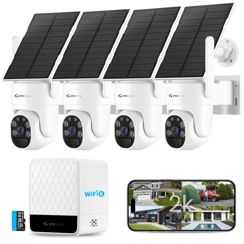 Solar Security Cameras Wireless Outdoor, 4 Cam-Kit, No Subscription, 4MP Home…