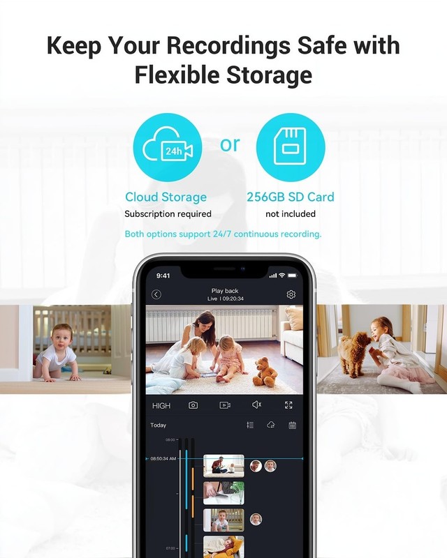 2-Pack 5G Home Security Cameras, 2K Pet Cam, 360° PTZ, Dual-Band WiFi, Night Vis gallery