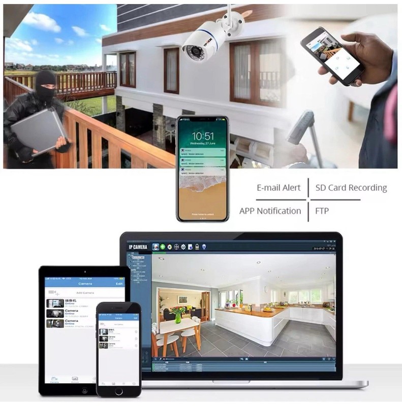 SECURITY VIDEO SURVEILLANCE WATERPROOF CAMERA 4MP 1080P COMES WITH 64 GB CARD gallery