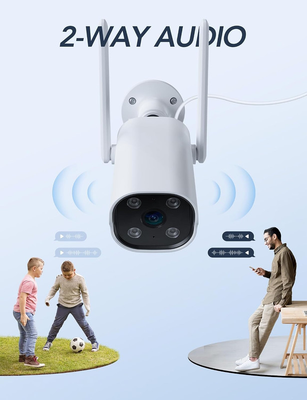 GNCC 2K Outdoor Security Camera, 24/7 Recording, Plug-in, AI, White-2P | Plug-In gallery