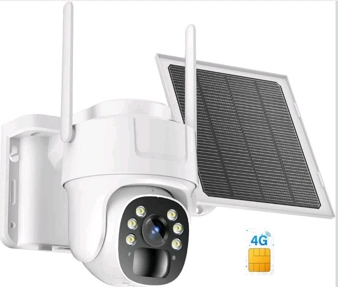 KKB 4G LTE Solar Security Camera Outdoor, 2K HD, SIM Card, Color Night Vision