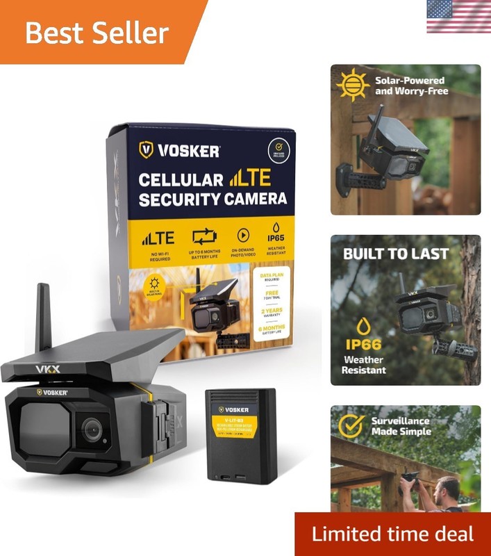 VKX Cellular Security Camera with Built-in Solar Power – 15s Video Clips Anytime