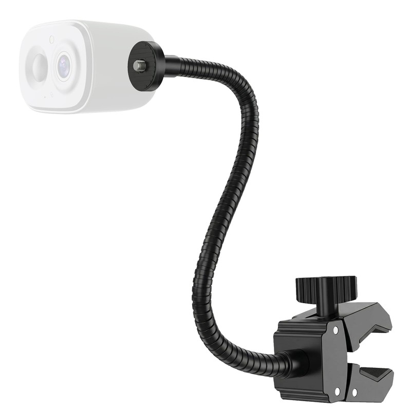 Gooseneck Clamp Camera Mount with 1/4″ Screw, Clip Mounts for Handlebar, Desk…
