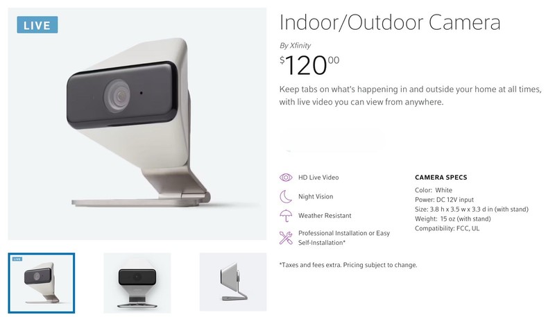 Xfinity xCam2 HD Indoor Outdoor Security Camera SCHC2AEW, Input 12V In White ATL gallery