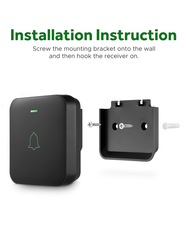 AVANTEK Wireless Door Bell, BA-11 Waterproof Battery Operated Doorbell Black gallery