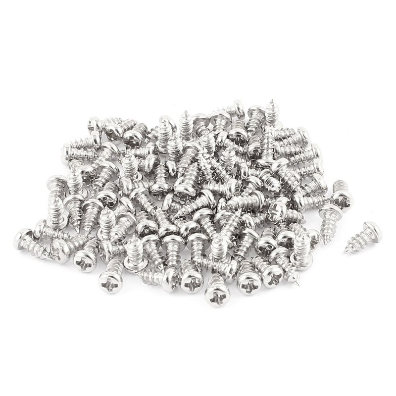 100x M2.5x6mm Stainless Steel Round Head Phillips Self Tapping Screws Bolts