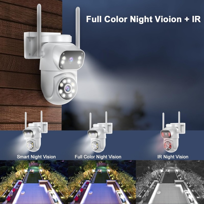 Wireless Dual Lens Surveillance Security Camera Outdoor Indoor, 2.4GHz WiFi P... gallery