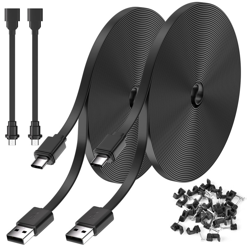 2-Pack 25FT Weatherproof Power Cable for Blink Outdoor Camera w Adapters