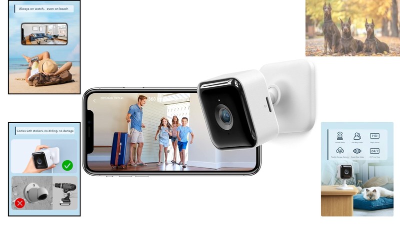 Compact Indoor Security Camera: 2K Video, Night Vision & Easy Setup - White Cube gallery