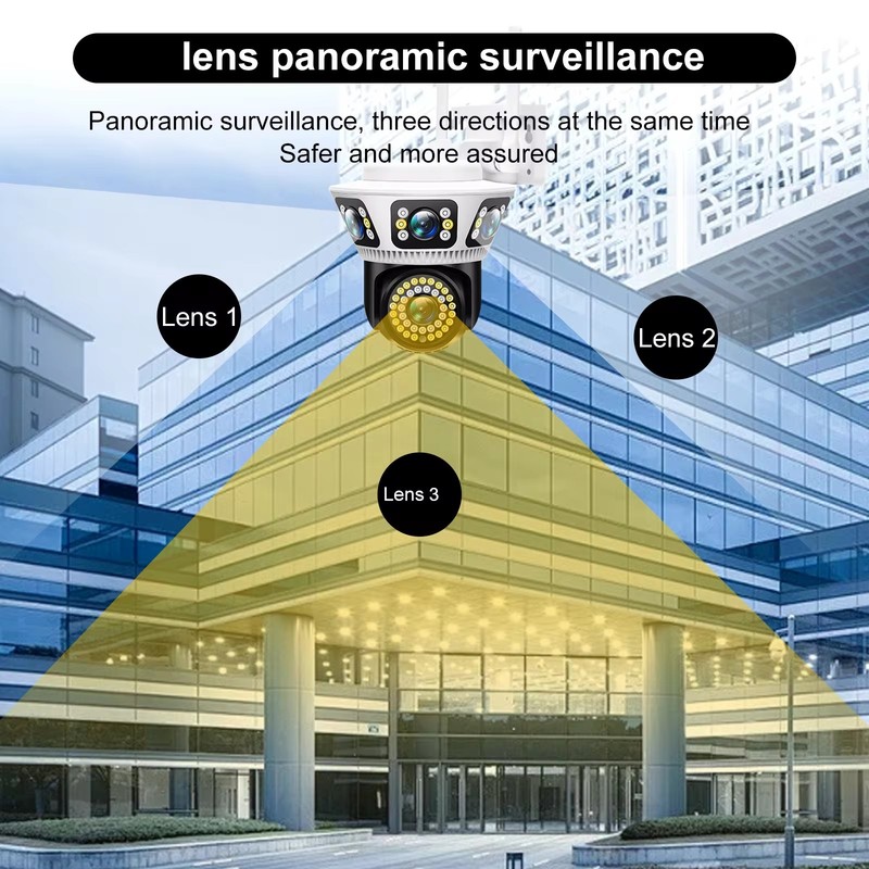 Three Lens PTZ IP Camera Outdoor HD Three Screen WiFi Security Cam Night Vision gallery