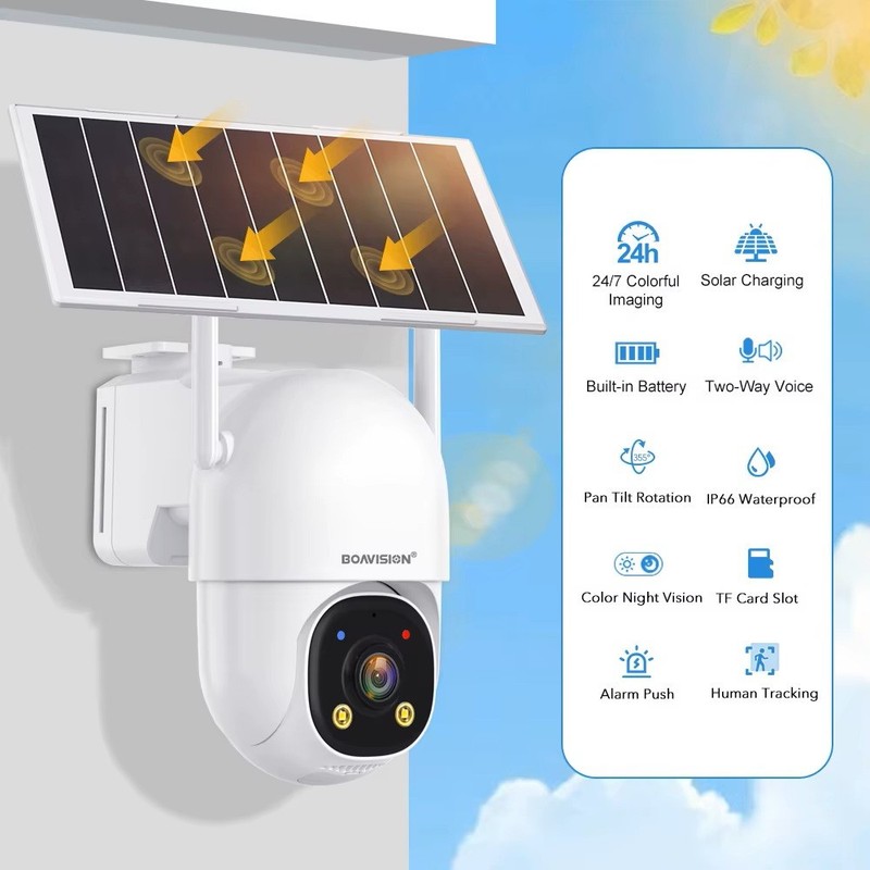 2.4G WIFI Solar Battery Outdoor 4MP HD Wireless Security Camera Two Way Audio gallery
