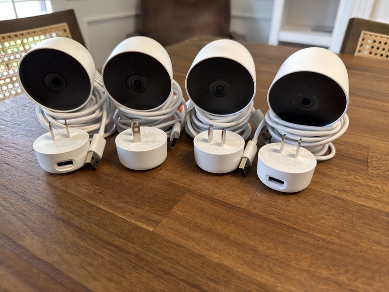 Lot of 4 Google Nest Cam Indoor (Wired) 2nd Gen Security Cameras – Snow – Tested