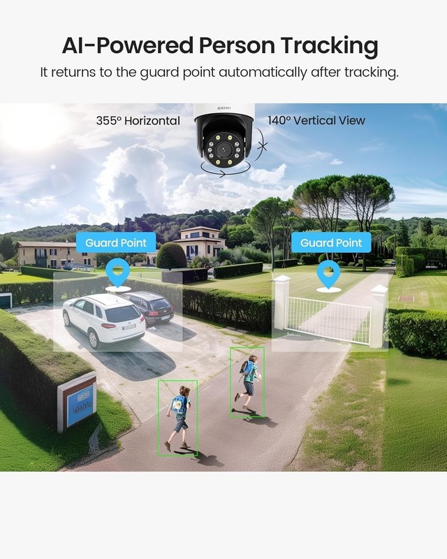 ZOSI 4K 8MP Dual-Lens Security PTZ Camera WiFi Home CCTV Outdoor System gallery