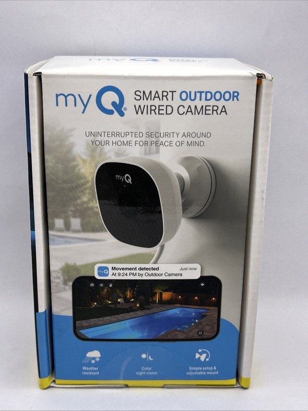 SEALED Chamberlain myQ Smart Outdoor Wired Security Camera 1080p – White
