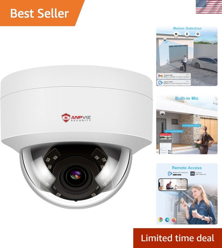 Reliable 4MP Dome Camera – Built-In Microphone, 98ft IR Vision, Easy Install