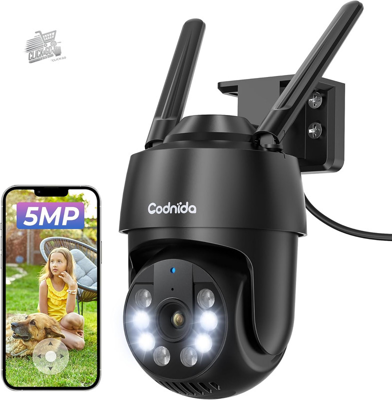 5GHz Outdoor 5MP Indoor Wi-Fi Camera: 360° Night Vision Colors for Alex