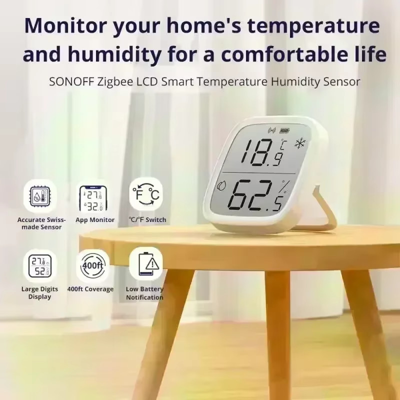 2x Zigbee Temp Humidity Sensor LCD Screen Smart Home Alexa eWeLink gallery