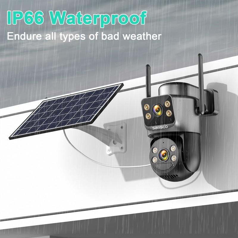 2PCS Solar Battery Powered Wireless WiFi Outdoor Pan/Tilt Home Security Camera gallery