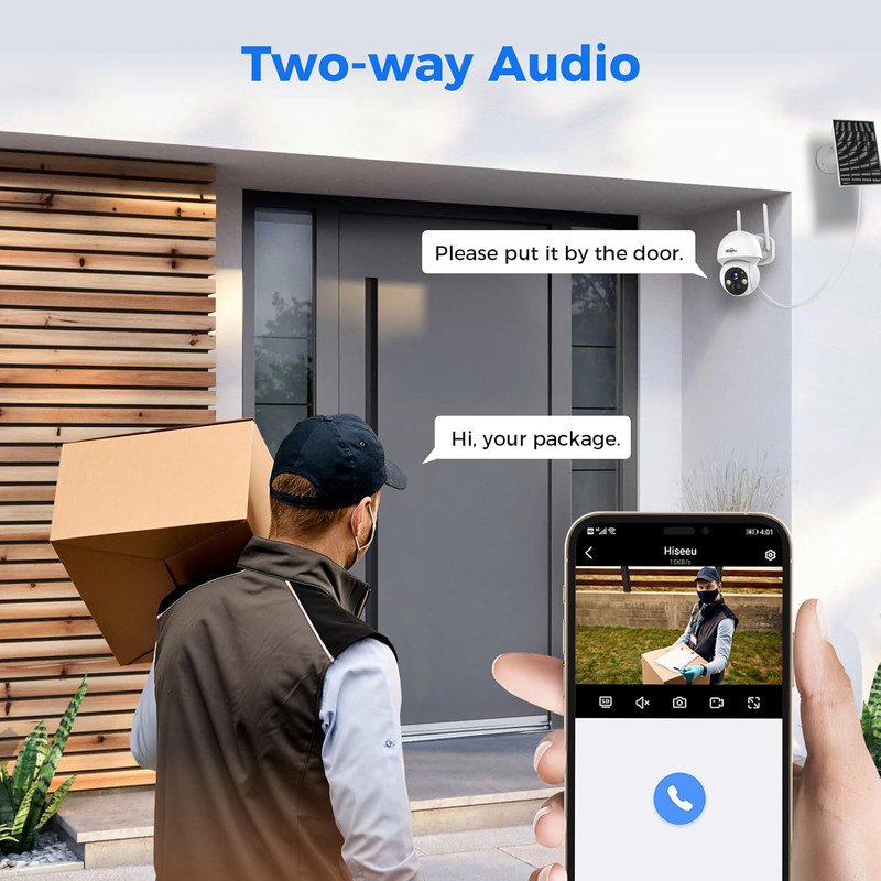 Solar Security Camera, 2PCS 4MP Wireless Wifi Camera Outdoor, PTZ 360° View, PIR gallery