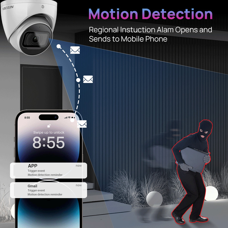 Vikylin 4MP IR30M Turret IP Camera 2.8mm PoE Built in MIC Night Low Light Image gallery