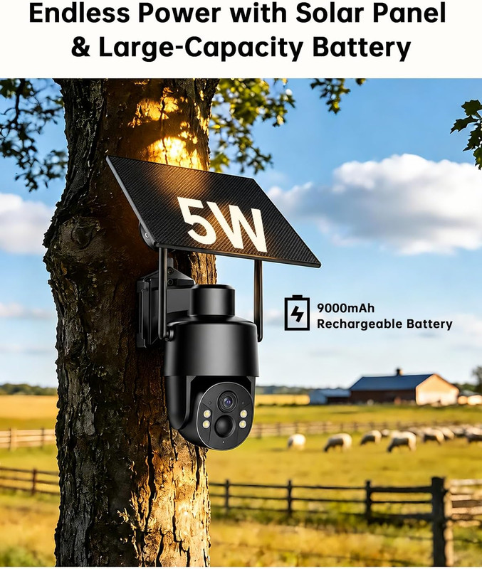 No Wifi Security Camera with Built-In 4G LTE SIM Card, Live View, 360° Panoramic gallery