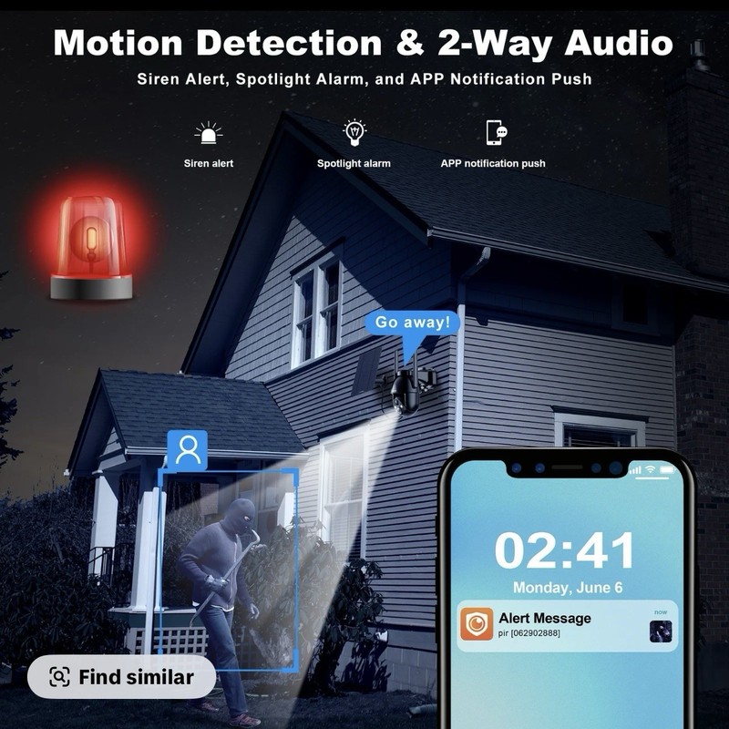 Black 4G LTE Cellular Solar Security Camera, Solar Powered Wireless 4G camera gallery