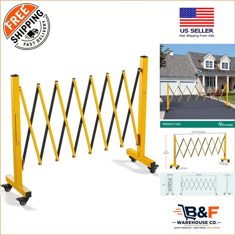 Lightweight & Sturdy 8FT Metal Safety Barricade – Easy Installation Design